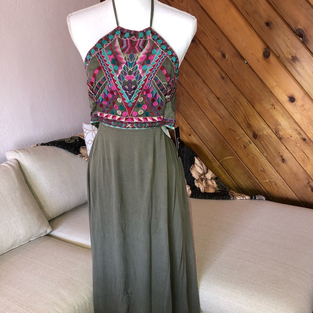 Bohemian cutout halter maxi dress